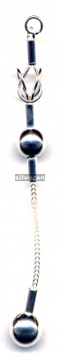 Sterling Silver Car Key Holder - Silver Tassel - Sterling Silver Ponpon