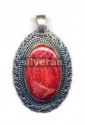 Silver Red Bamboo Coral Pendant